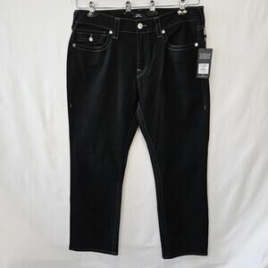 True Religion Men's Black Jeans Ricky Relaxed Straight Size 36x30